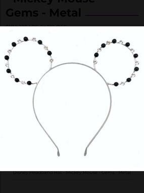 Walt Disney World Parks Mickey Mouse Ears Metal and Gems Headband-NWOT